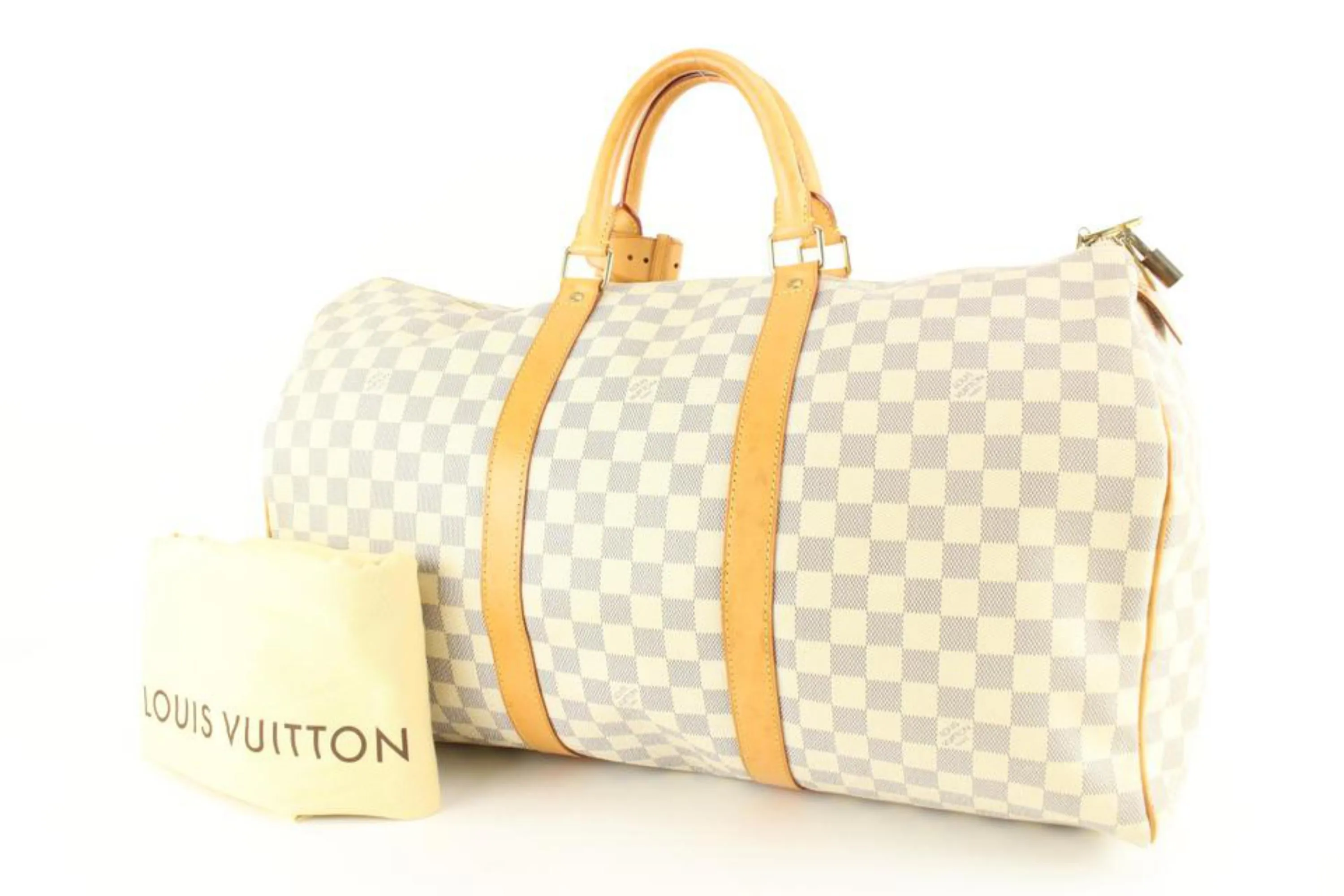 Louis Vuitton Damier Azur Keepall 50 Duffle Bag 38lk824s