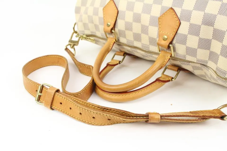 Louis Vuitton Damier Azur Speedy Bandouliere 35 Boston with Strap 10lk323s