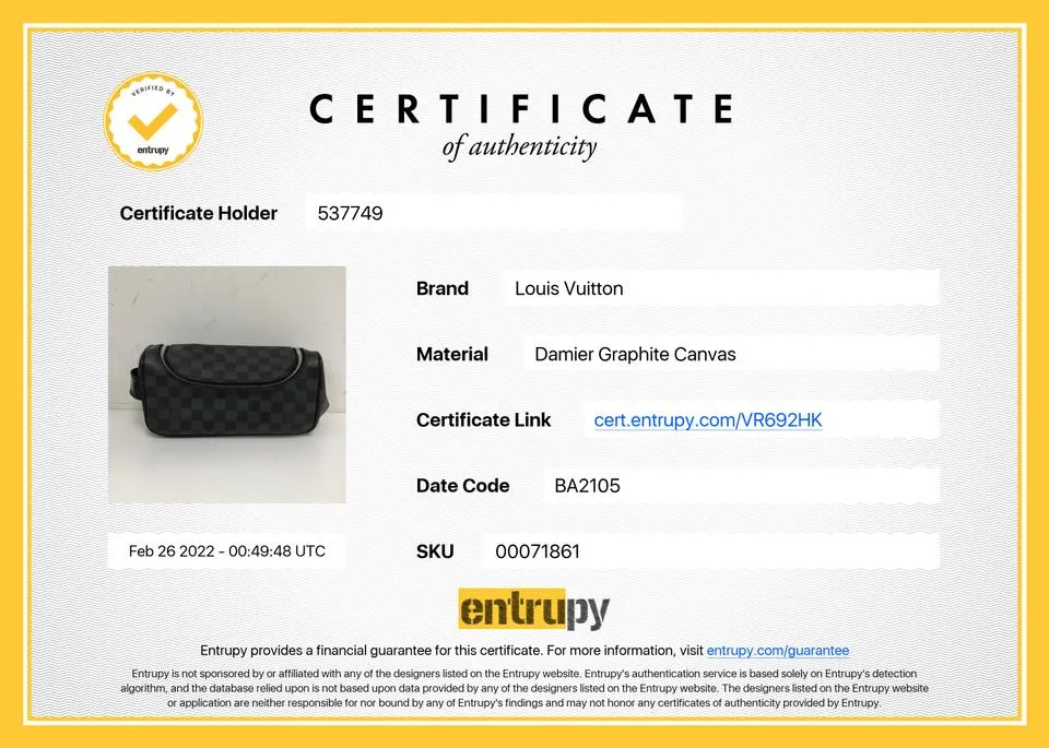 Louis Vuitton Damier Graphite Toiletry Pouch Cosmetic Case Travel Dopp 48lv314s