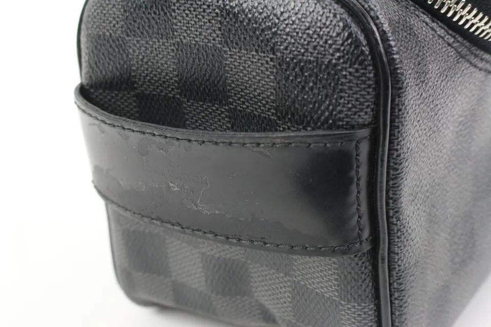 Louis Vuitton Damier Graphite Toiletry Pouch Cosmetic Case Travel Dopp 48lv314s