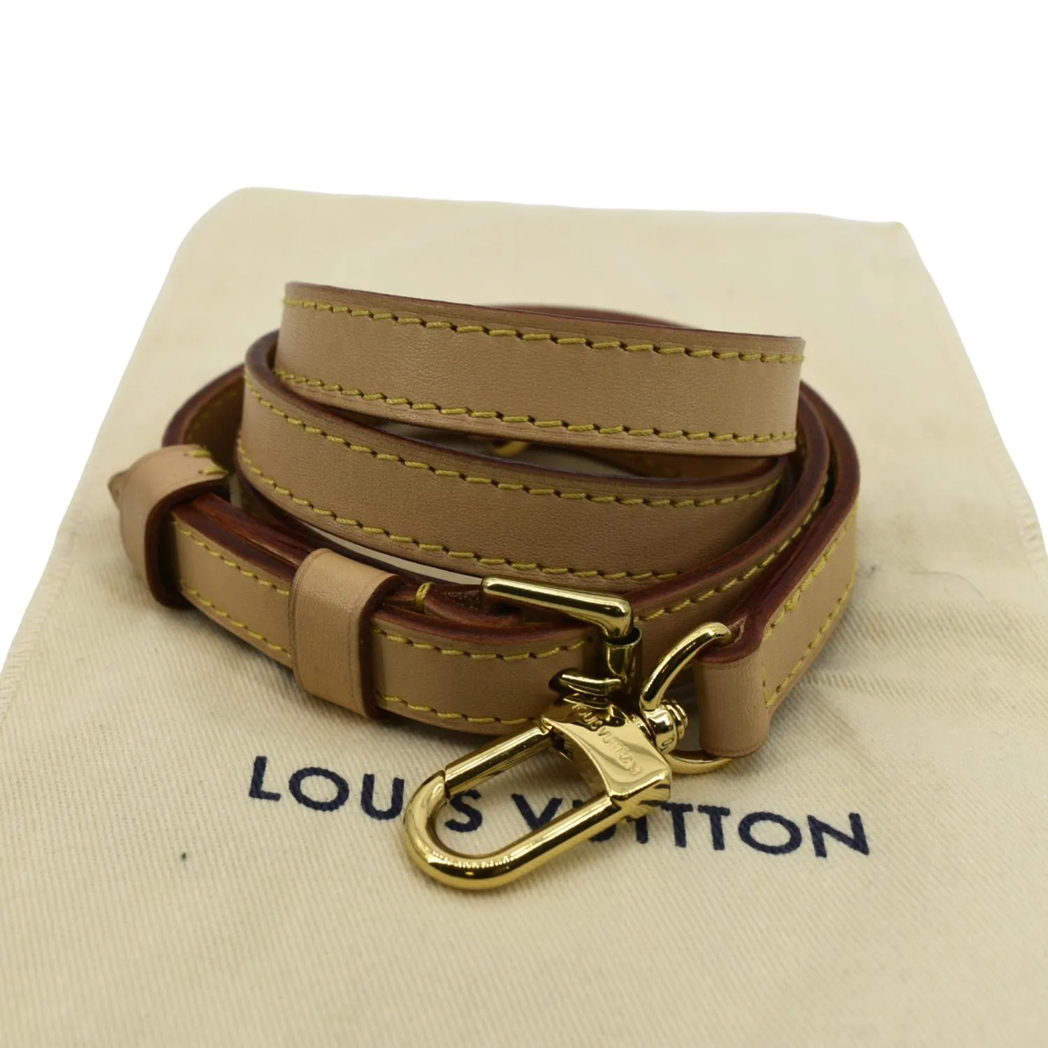 LOUIS VUITTON Leather Shoulder Strap Beige