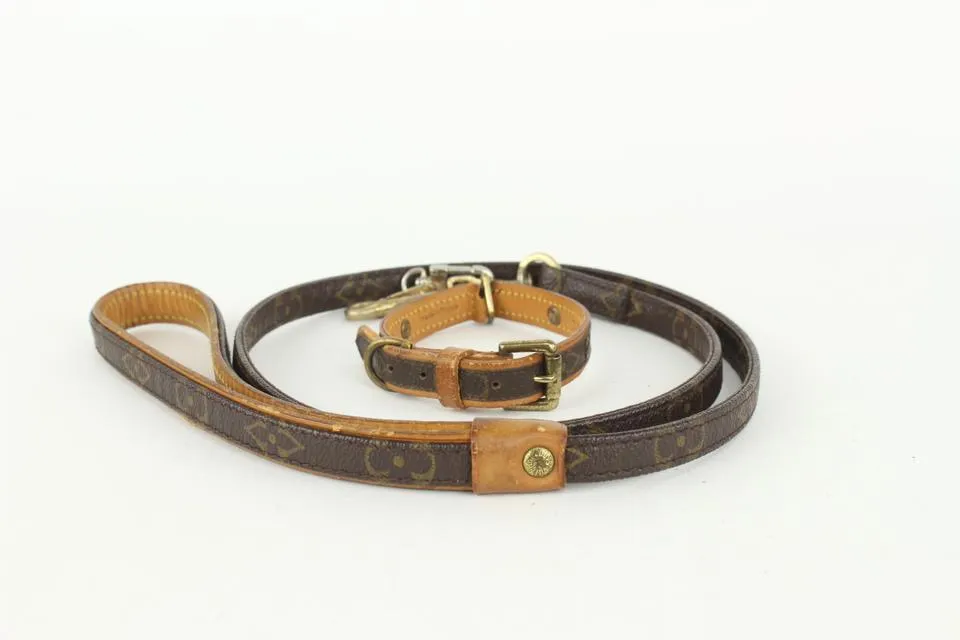 Louis Vuitton Monogram Baxter Leash and Collar Set 1012lv33