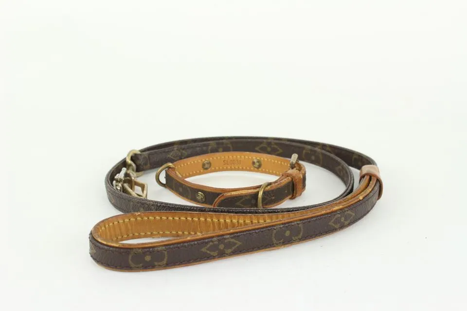 Louis Vuitton Monogram Baxter Leash and Collar Set 1012lv33