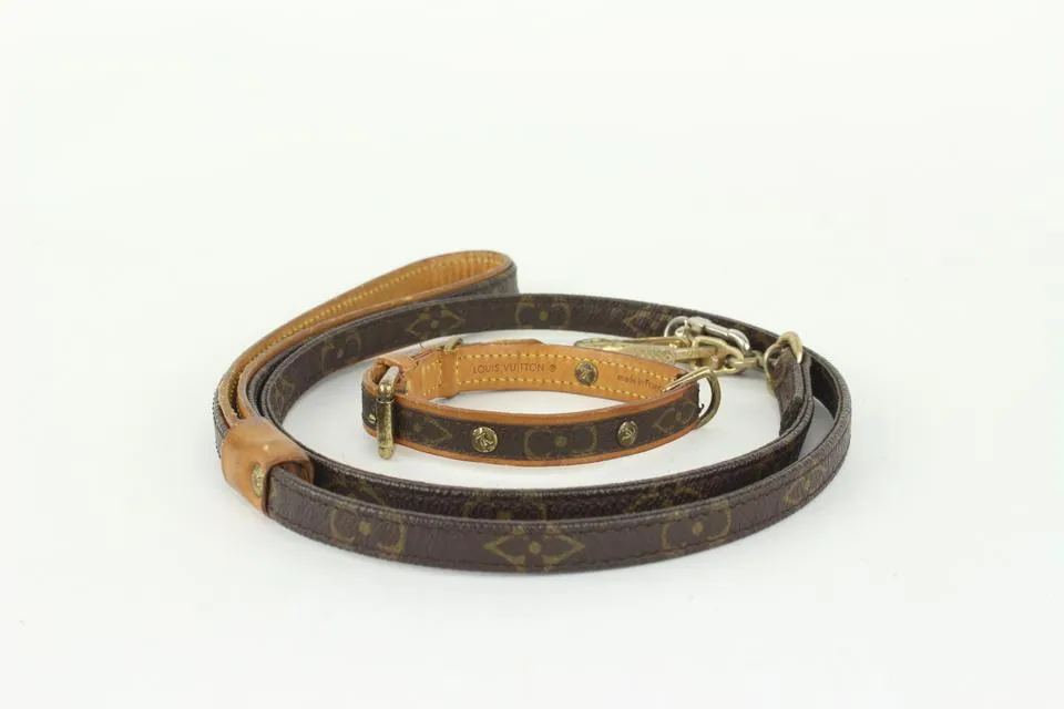 Louis Vuitton Monogram Baxter Leash and Collar Set 1012lv33