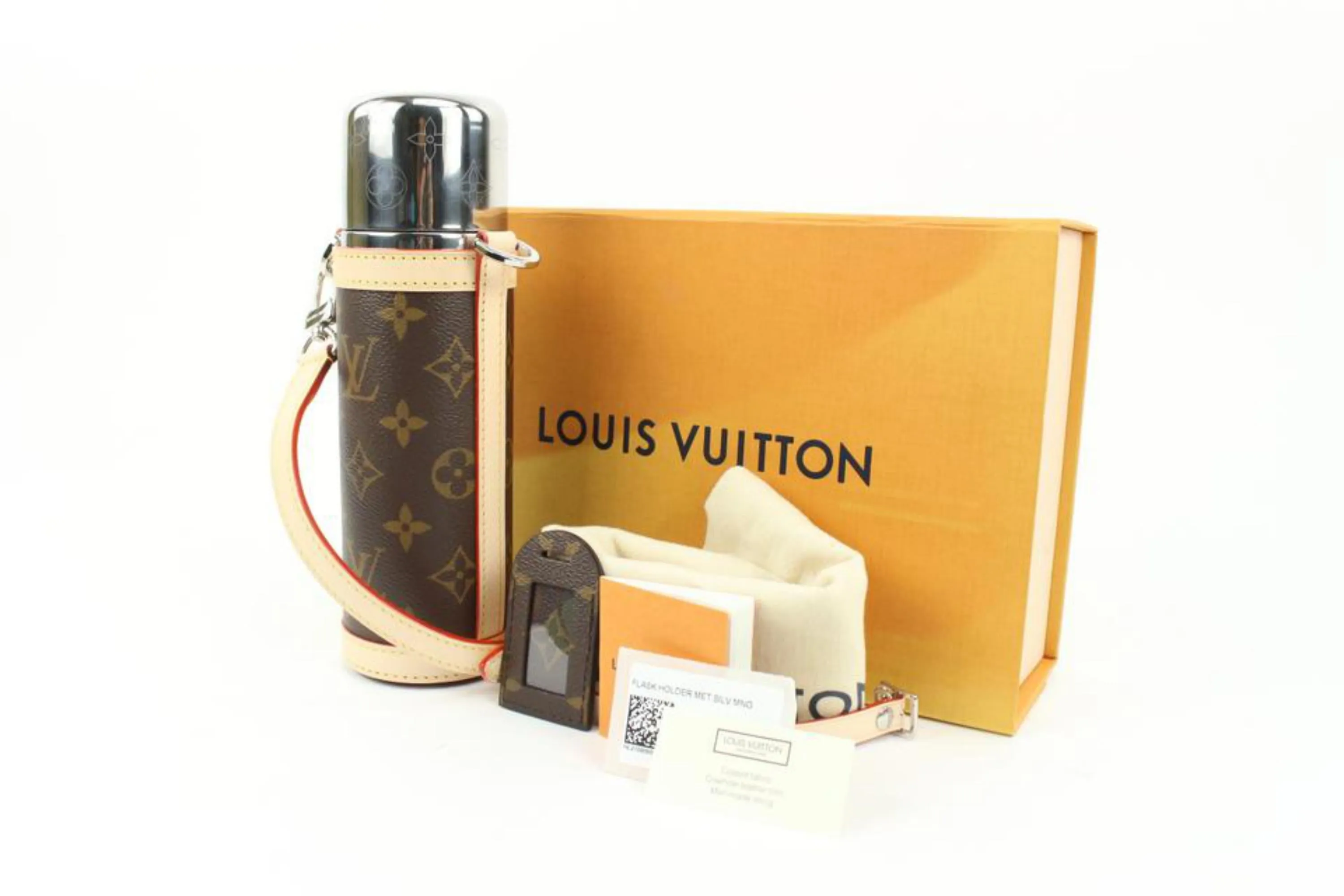 Louis Vuitton Monogram Flask Holder Thermos with Case Water Bottle 78lk524s