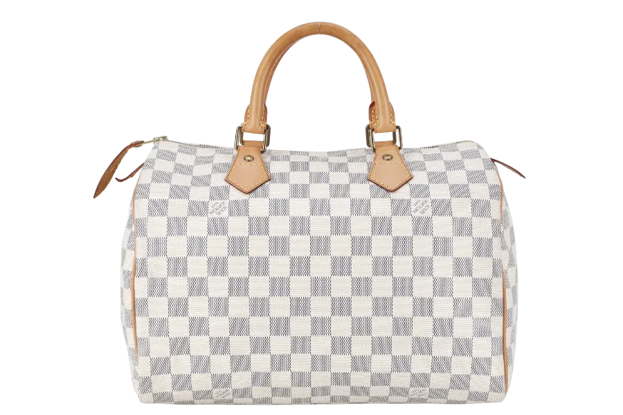 LOUIS VUITTON SPEEDY 30 DAMIER AZUR CANVAS GOLD HARDWARE WITH DUST COVER