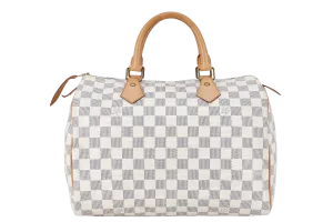 LOUIS VUITTON SPEEDY 30 DAMIER AZUR CANVAS GOLD HARDWARE WITH DUST COVER