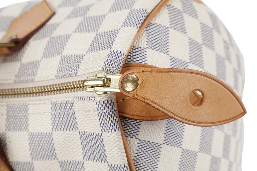 LOUIS VUITTON SPEEDY 30 DAMIER AZUR CANVAS GOLD HARDWARE WITH DUST COVER