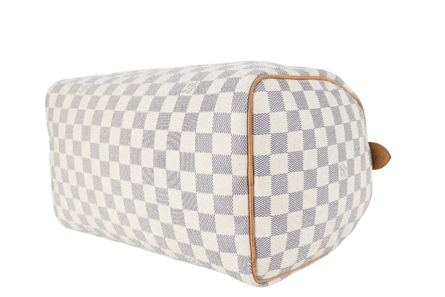 LOUIS VUITTON SPEEDY 30 DAMIER AZUR CANVAS GOLD HARDWARE WITH DUST COVER