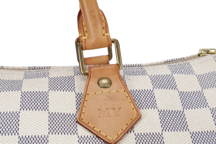 LOUIS VUITTON SPEEDY 30 DAMIER AZUR CANVAS GOLD HARDWARE WITH DUST COVER