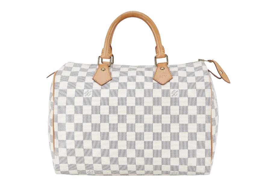 LOUIS VUITTON SPEEDY 30 DAMIER AZUR CANVAS GOLD HARDWARE WITH DUST COVER