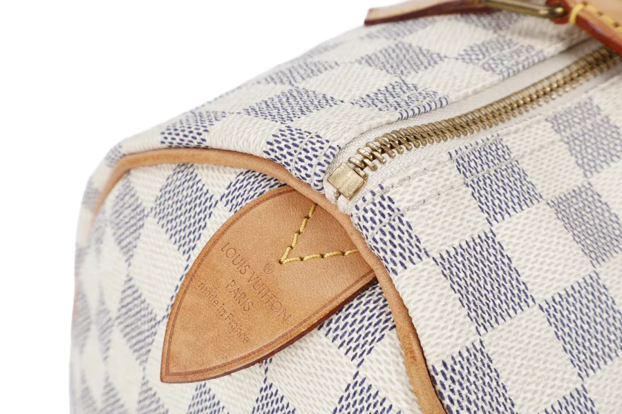 LOUIS VUITTON SPEEDY 30 DAMIER AZUR CANVAS GOLD HARDWARE WITH DUST COVER
