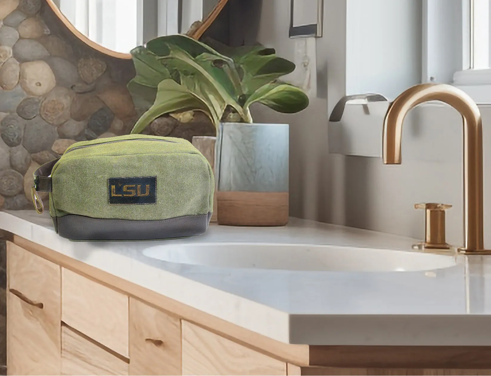 LSU Tigers Waxed Canvas Toiletry Dopp Bag