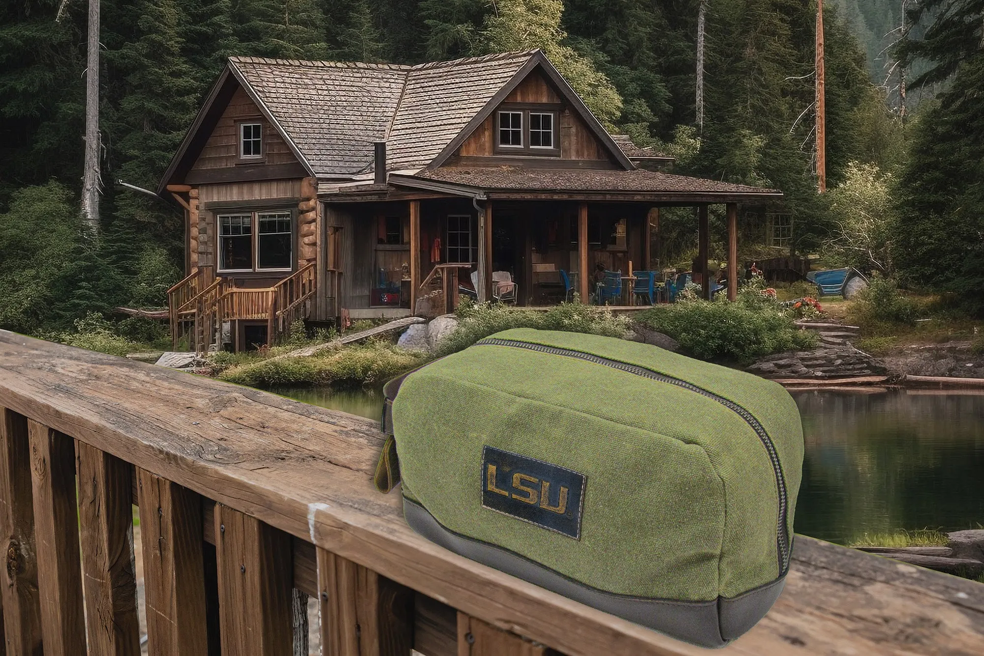 LSU Tigers Waxed Canvas Toiletry Dopp Bag