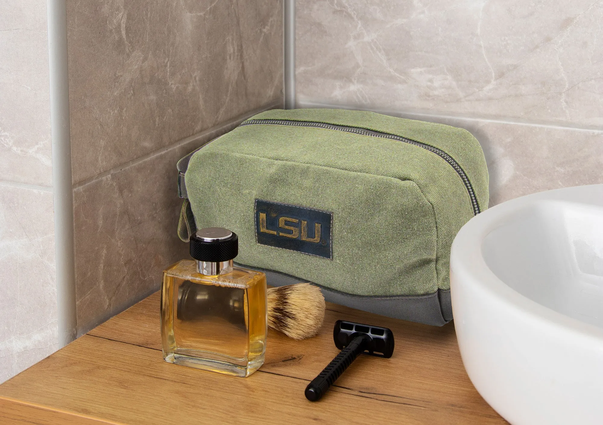 LSU Tigers Waxed Canvas Toiletry Dopp Bag