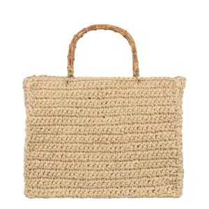 Luna Straw Crochet Bamboo Handle Bag