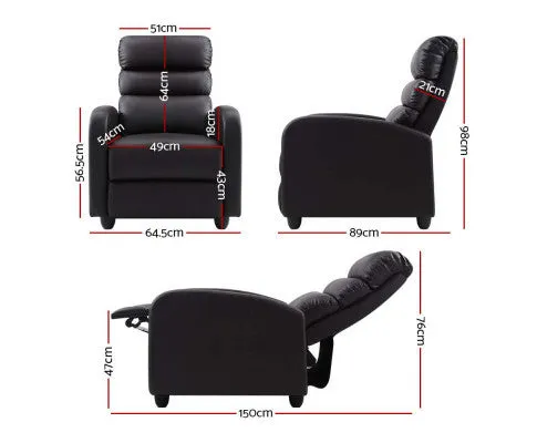 Luxury Recliner Chair Chairs Lounge Armchair Sofa Leather Cover Brown