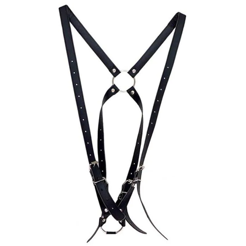 Male Body Bondage PU Leather Adjustable BDSM Chest Harness With Cock Cage Fetish Slave Bondage Restraint