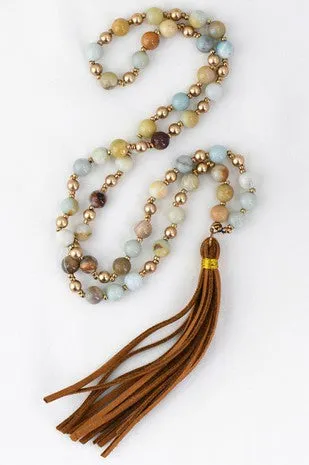Malorie leather fringe necklace *