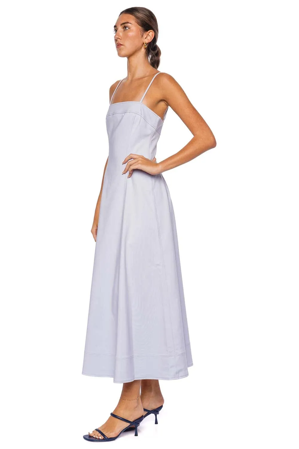 Marisol Periwinkle Cotton Midi Dress