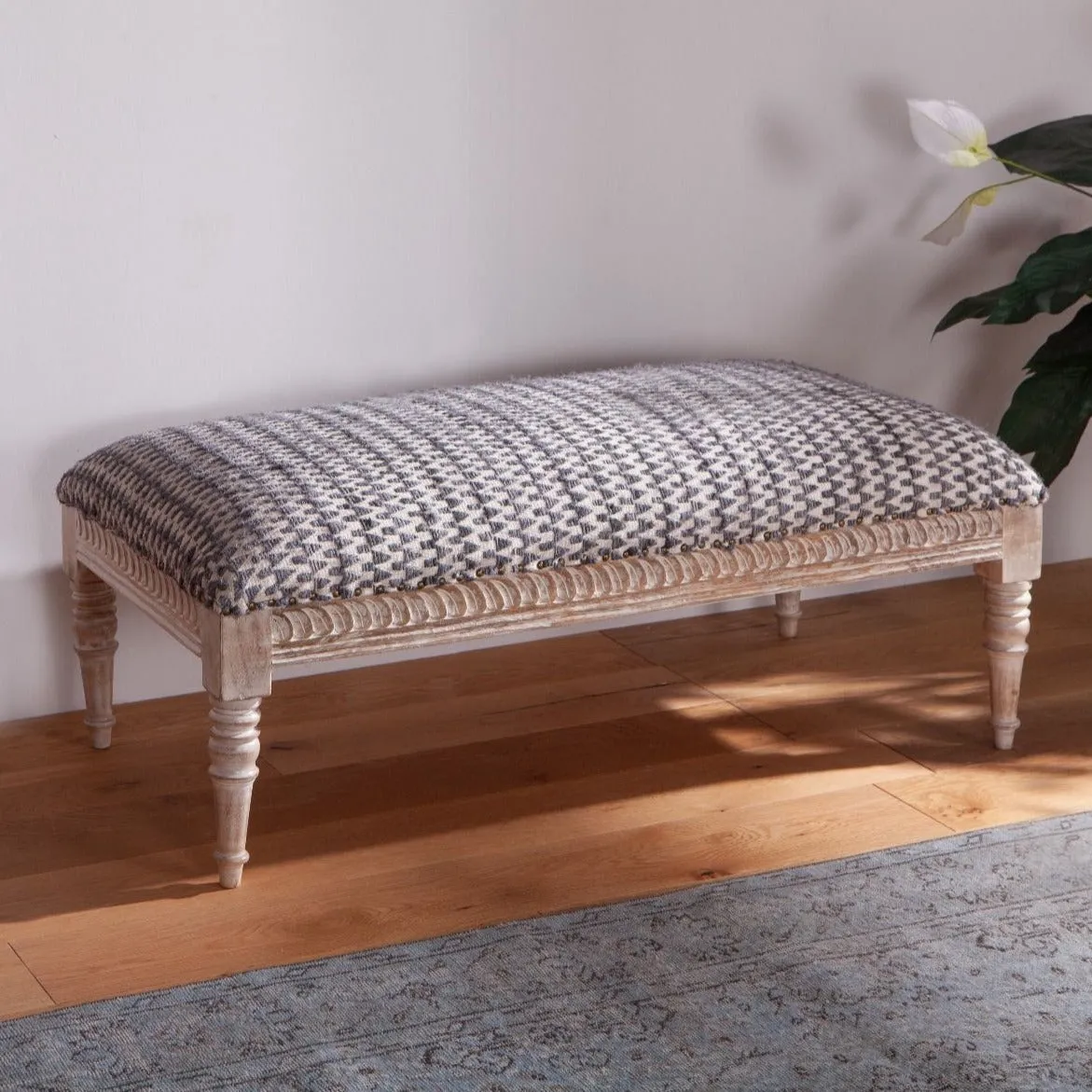 Marrakesh 48" Upholstered Chocho Fabric Ottoman