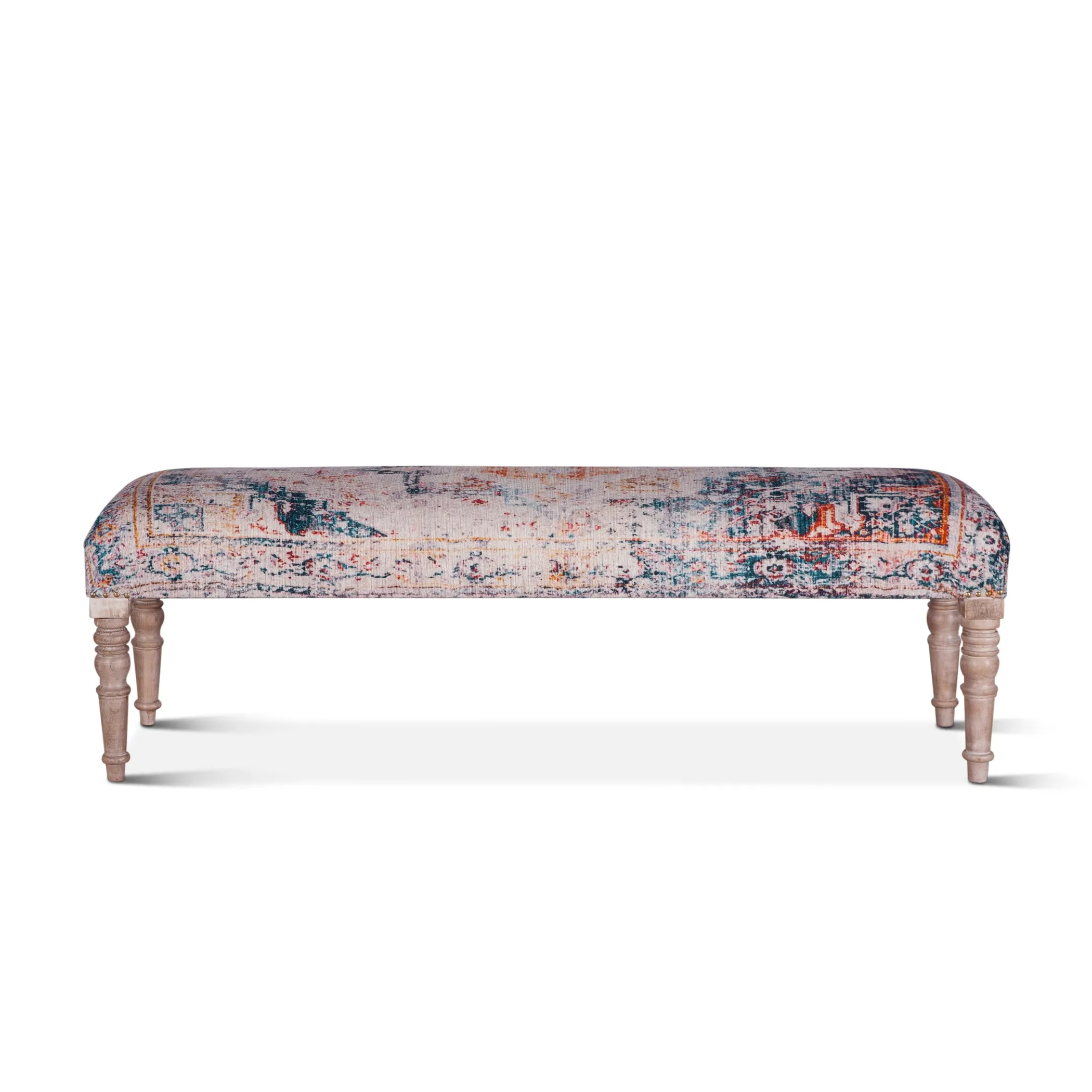 Marrakesh 60" Upholstered Accent Bench, Turquoise