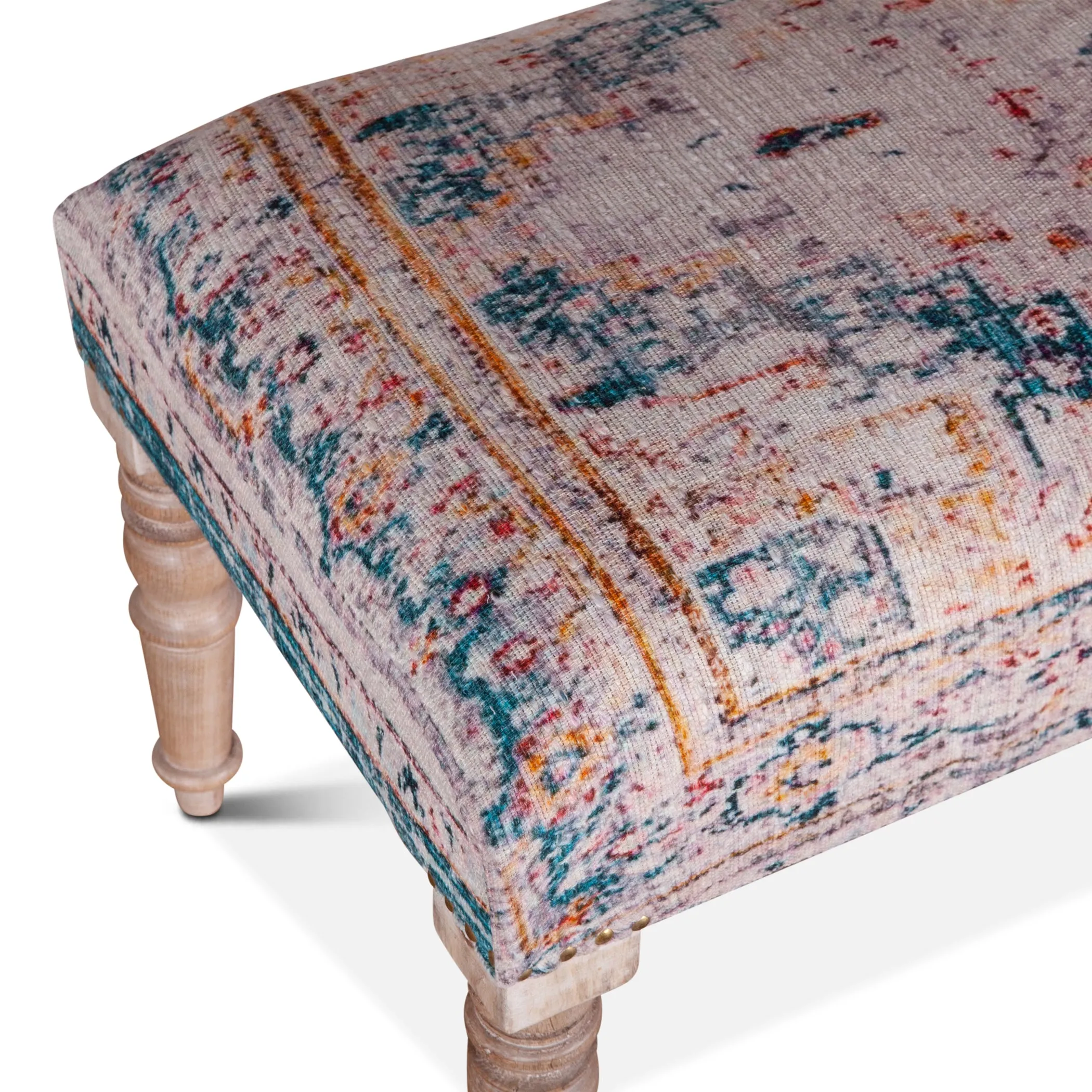 Marrakesh 60" Upholstered Accent Bench, Turquoise