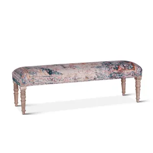 Marrakesh 60" Upholstered Accent Bench, Turquoise
