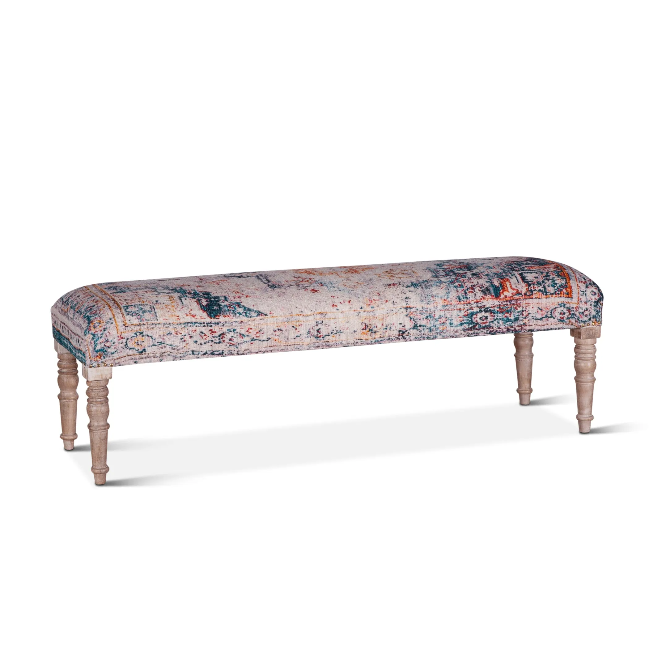 Marrakesh 60" Upholstered Accent Bench, Turquoise
