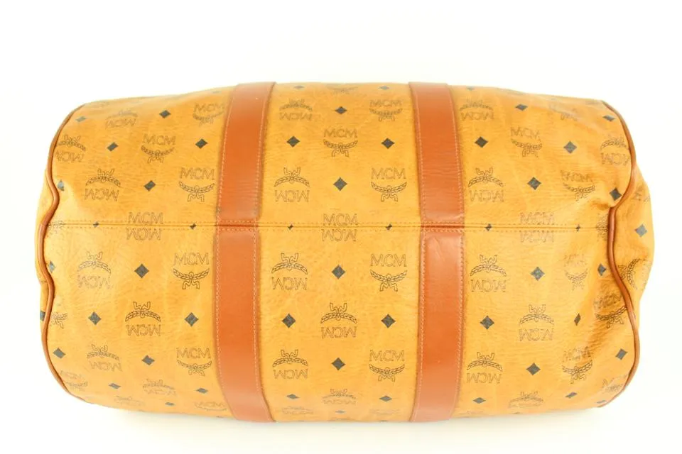 MCM Large Cognac Monogram Visetos Boston Duffle Bag 107m41