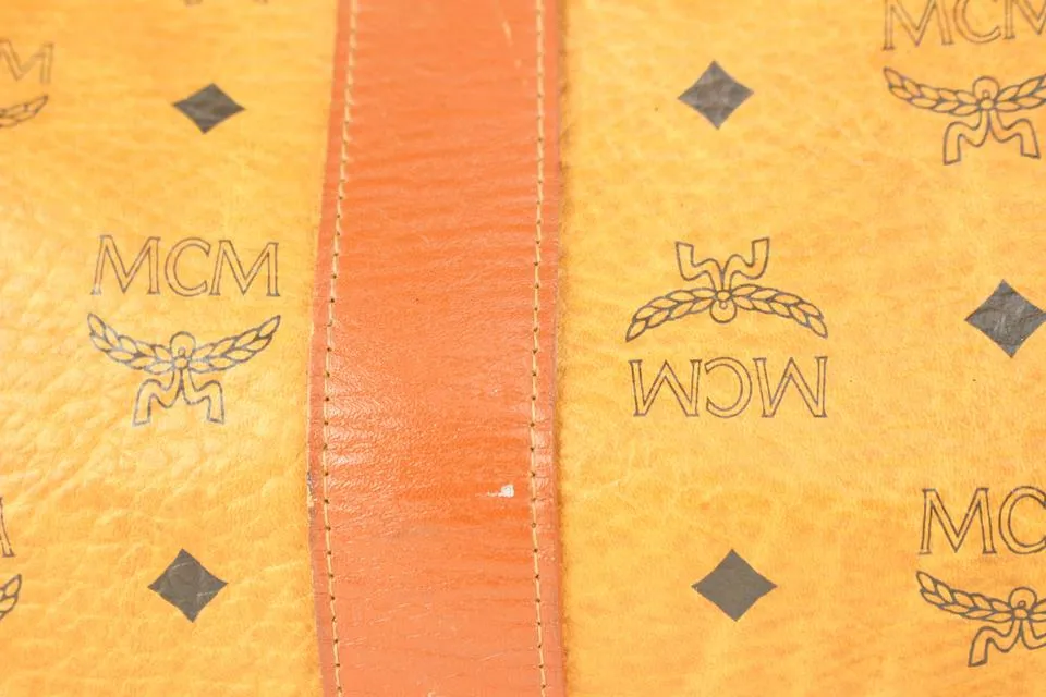 MCM Large Cognac Monogram Visetos Boston Duffle Bag 107m41
