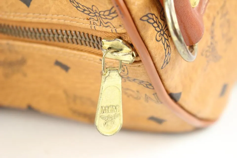 MCM Large Cognac Monogram Visetos Boston Duffle Bag 107m41