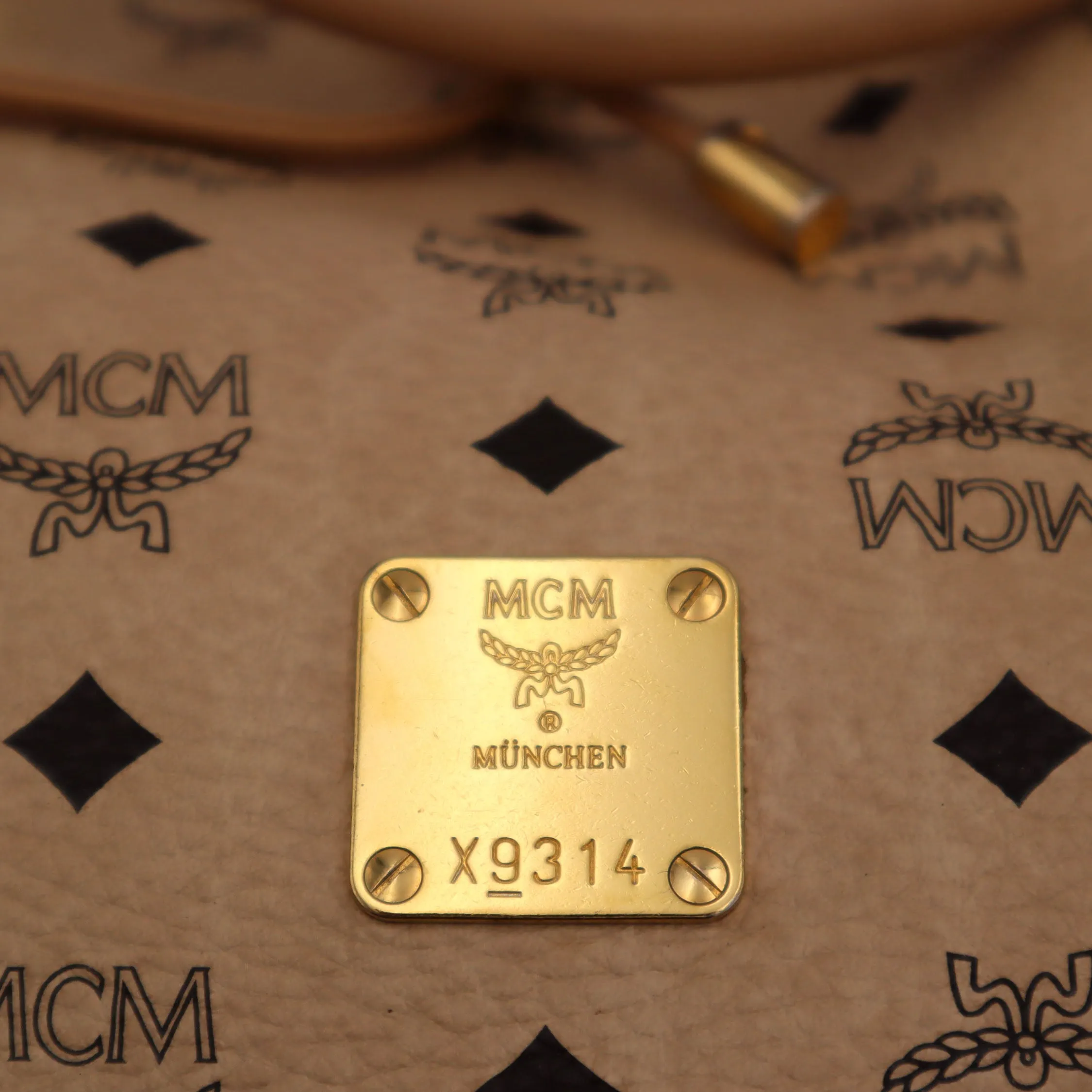MCM Visetos Leather Drawstring Bucket Bag