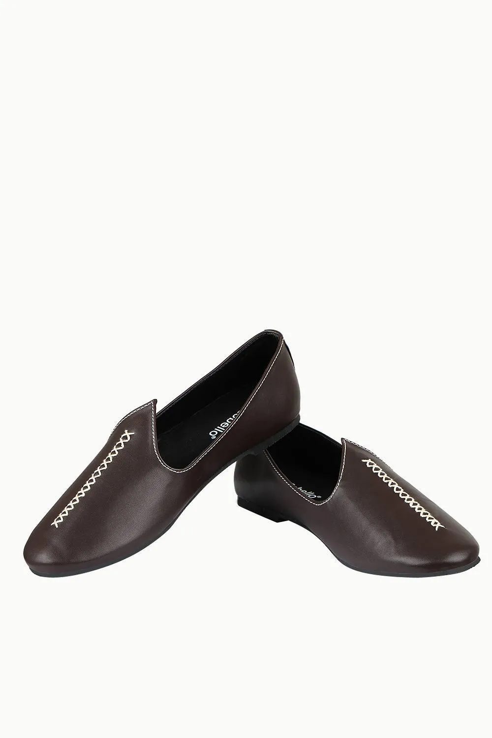 Mens Contrast Stitch Brown Juttis