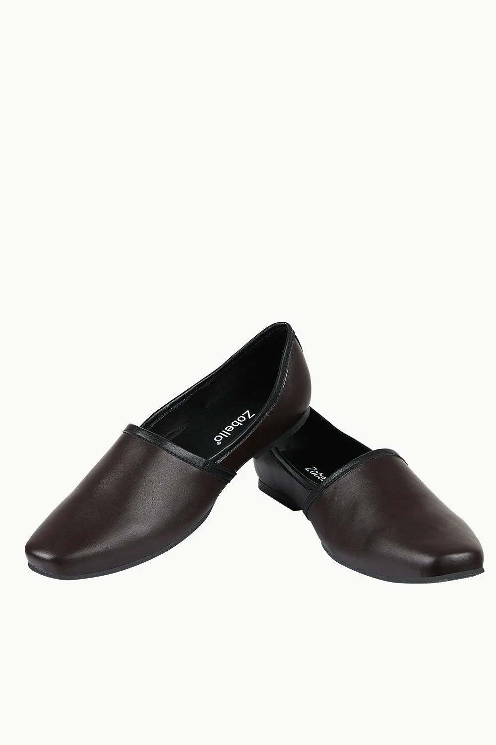 Mens Dark Brown Faux Leather Juttis