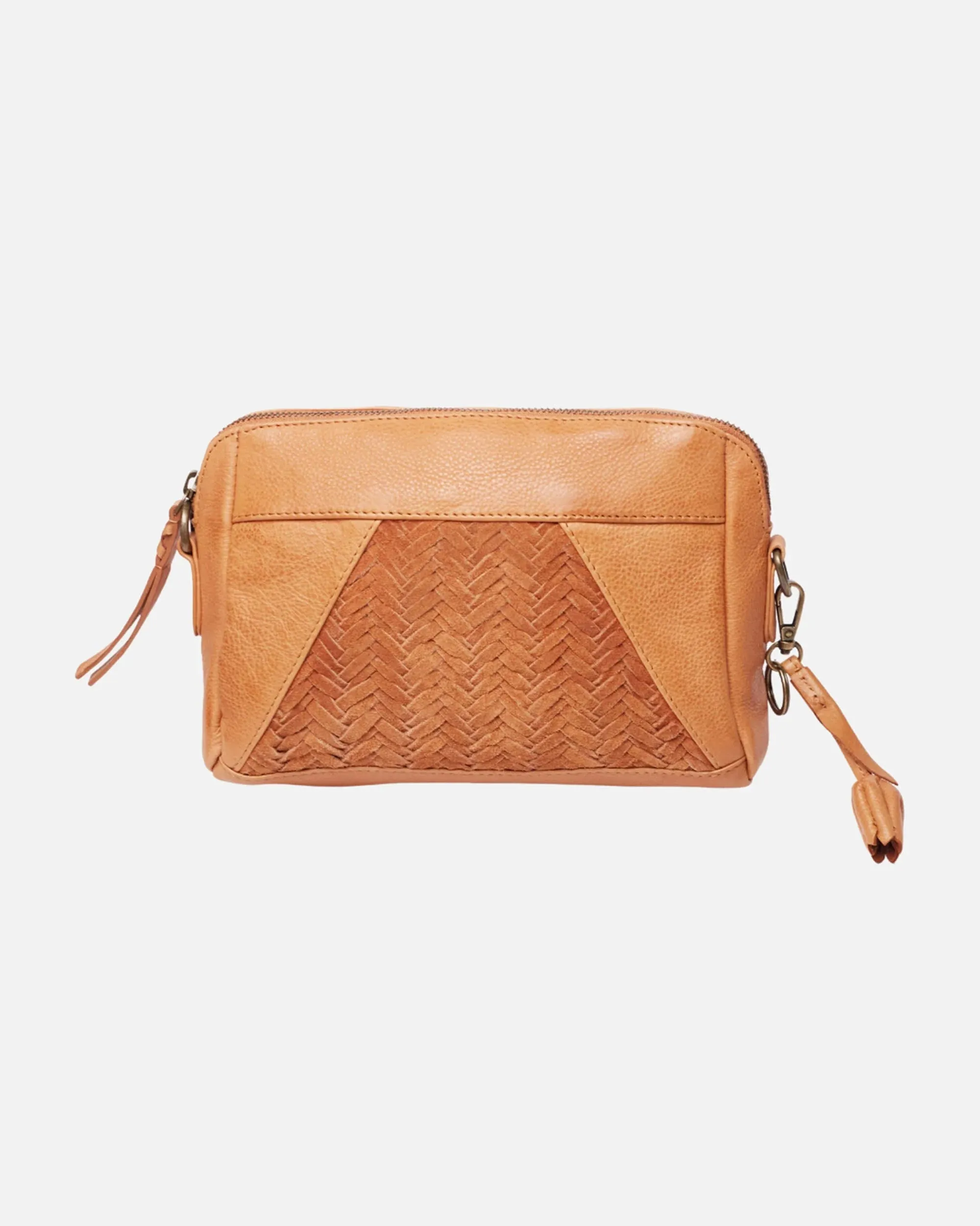 Messing | Suede & Leather Herringbone Crossbody Bag