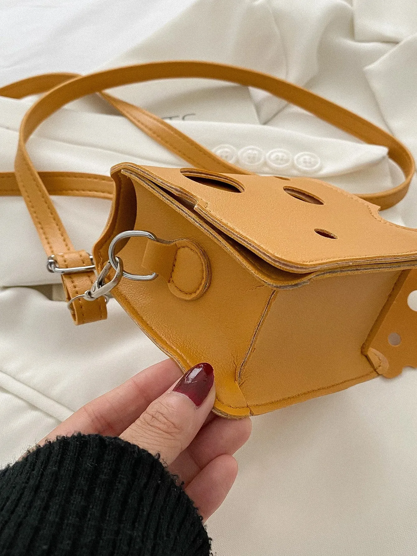 Mini Hollow Out Flap Square Bag - Yellow