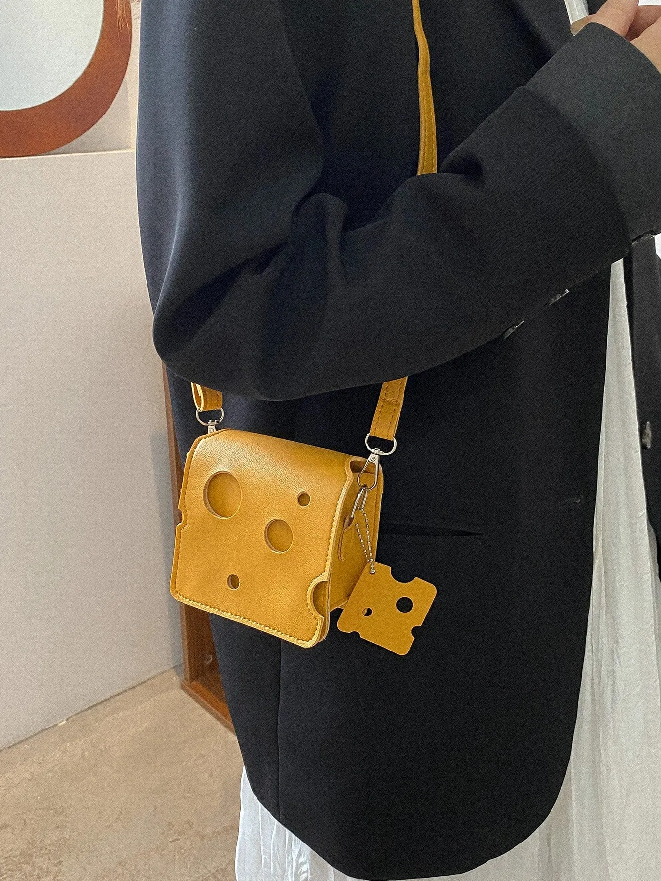 Mini Hollow Out Flap Square Bag - Yellow