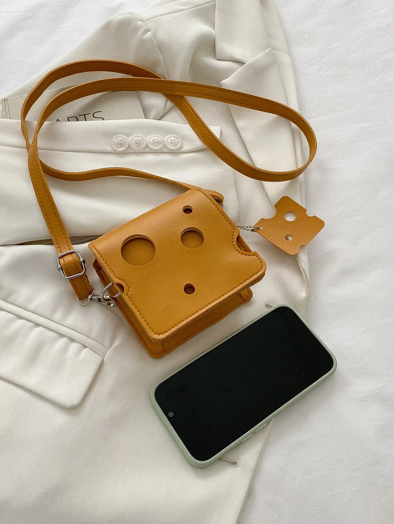 Mini Hollow Out Flap Square Bag - Yellow
