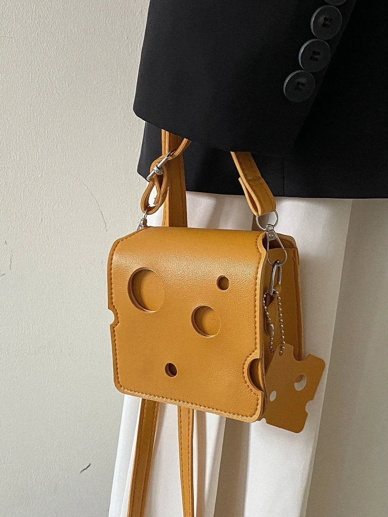 Mini Hollow Out Flap Square Bag - Yellow