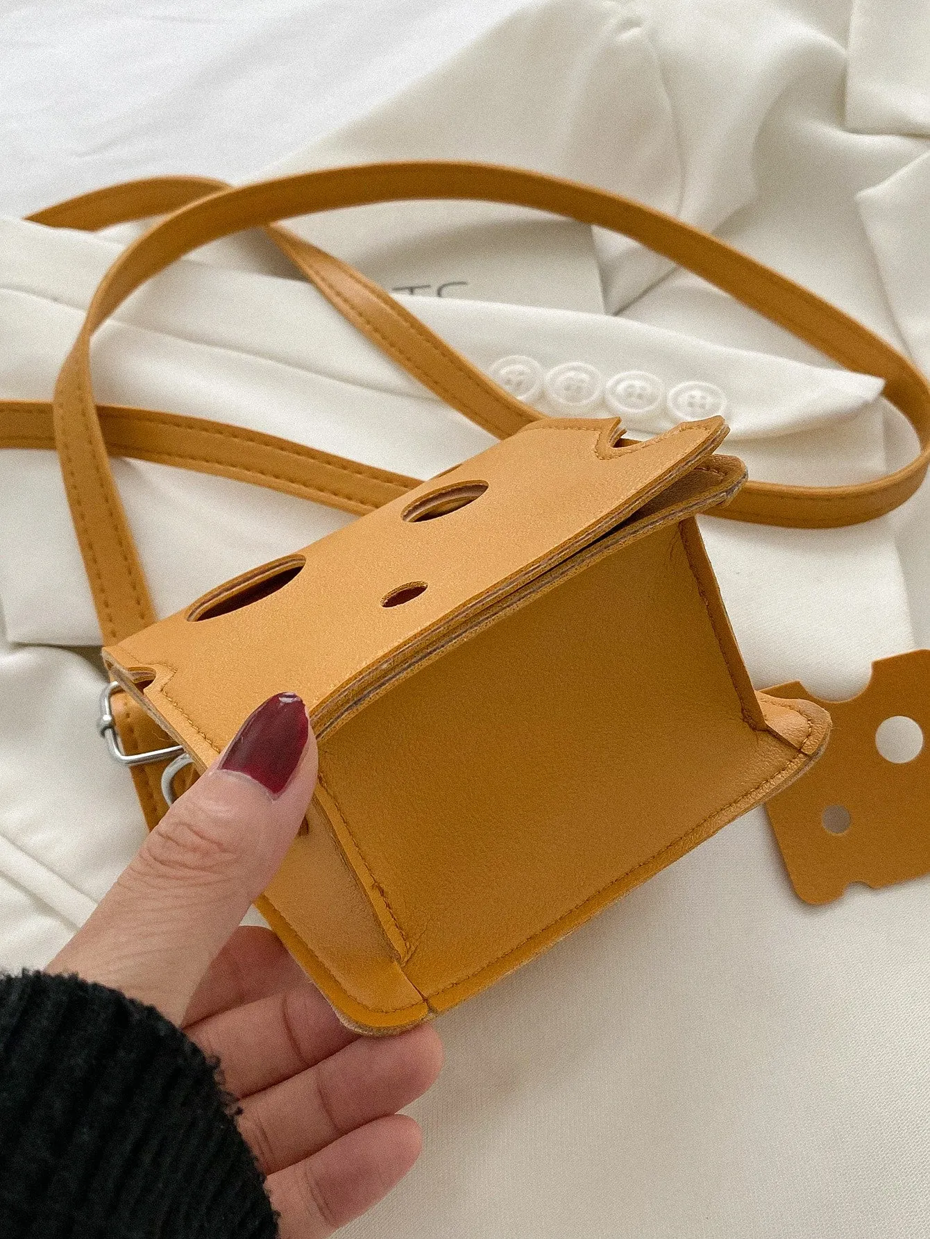 Mini Hollow Out Flap Square Bag - Yellow