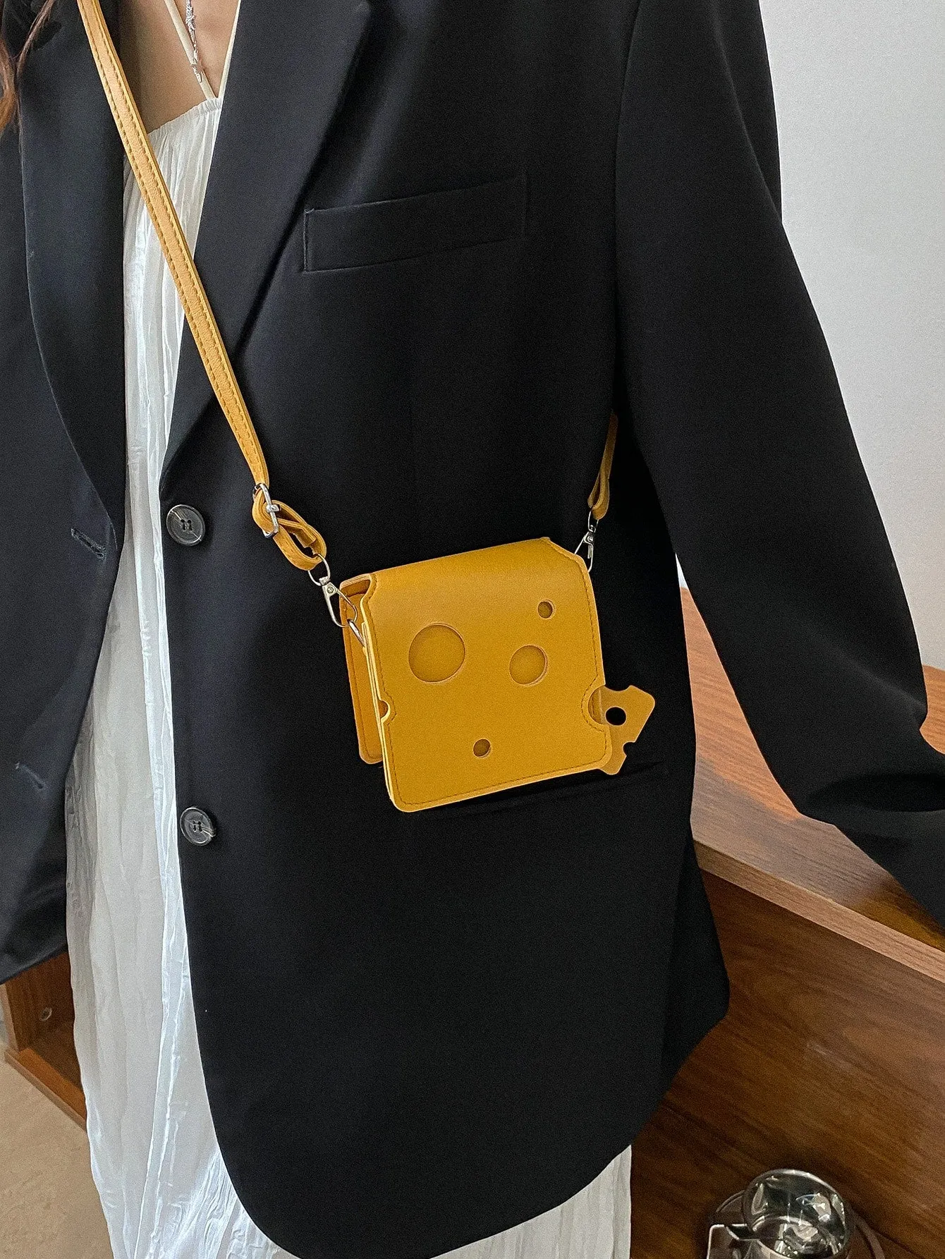 Mini Hollow Out Flap Square Bag - Yellow