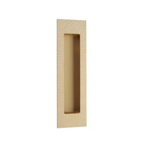 Modern Rectangular Knurled Pocket Door Lockset - Door Mount - 7" Brass/French Antique