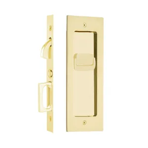 Modern Rectangular Privacy Mortise Pocket Door Lockset - Door Mount - 8" Brass/Unlacquered Brass
