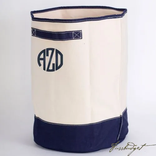 Monogrammed Hamper Storage Leather Handle