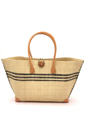 Monterey Racing Stripes Straw Tote Bag