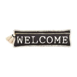 Mud Pie Black Tassel Welcome Throw Pillow