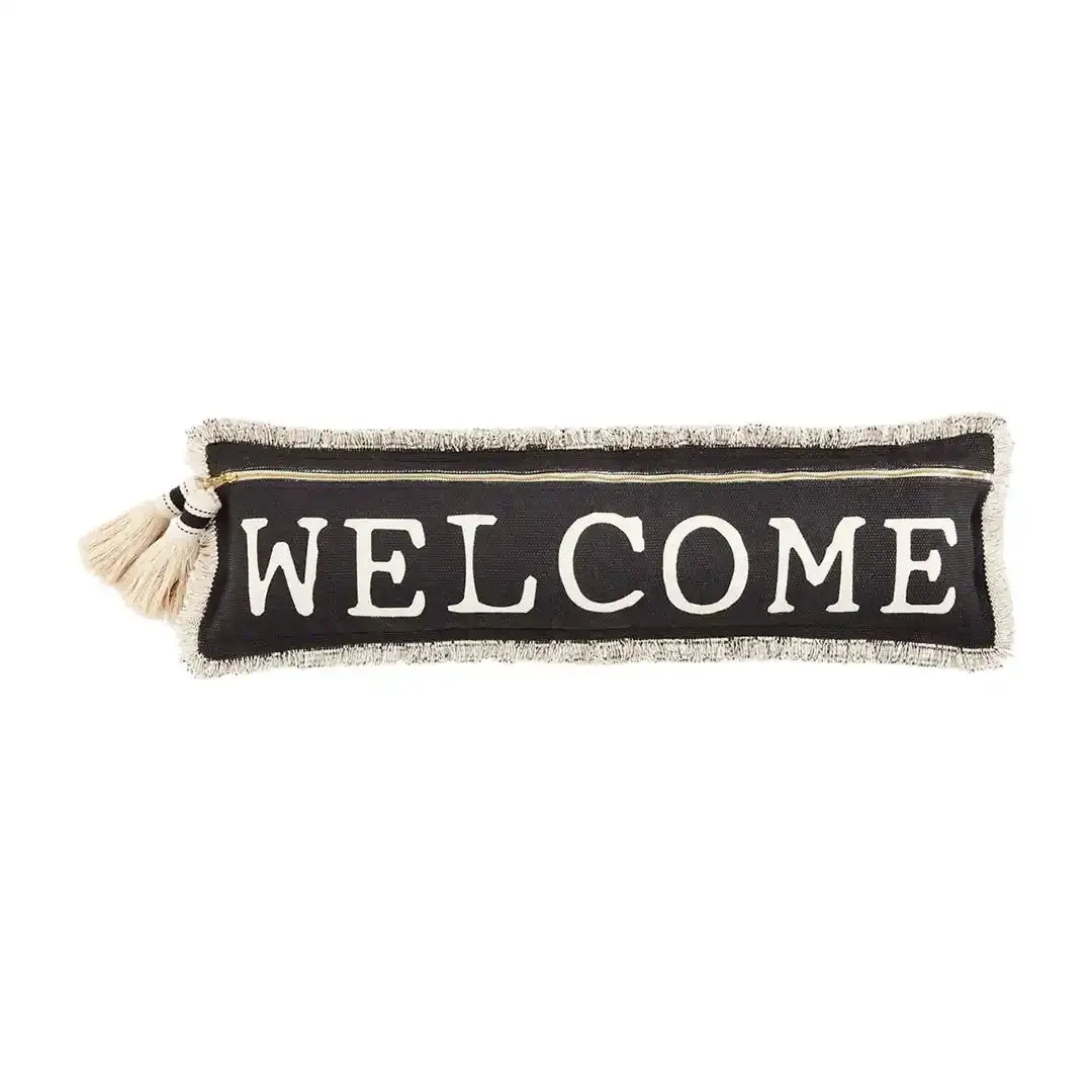 Mud Pie Black Tassel Welcome Throw Pillow