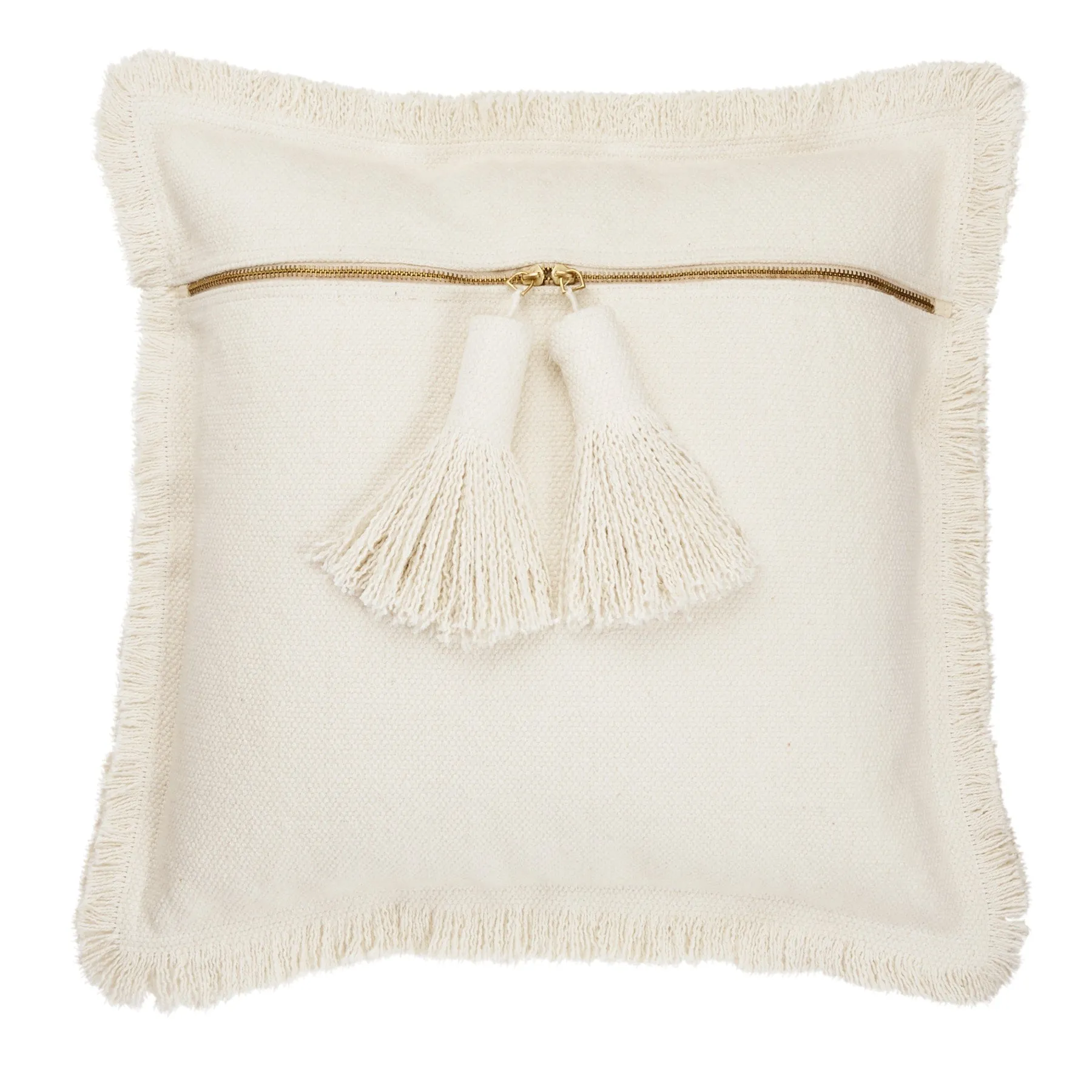 Mud Pie Dhurrie Tassel Pillow In Ivory