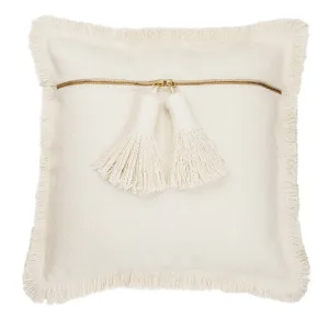 Mud Pie Dhurrie Tassel Pillow In Ivory